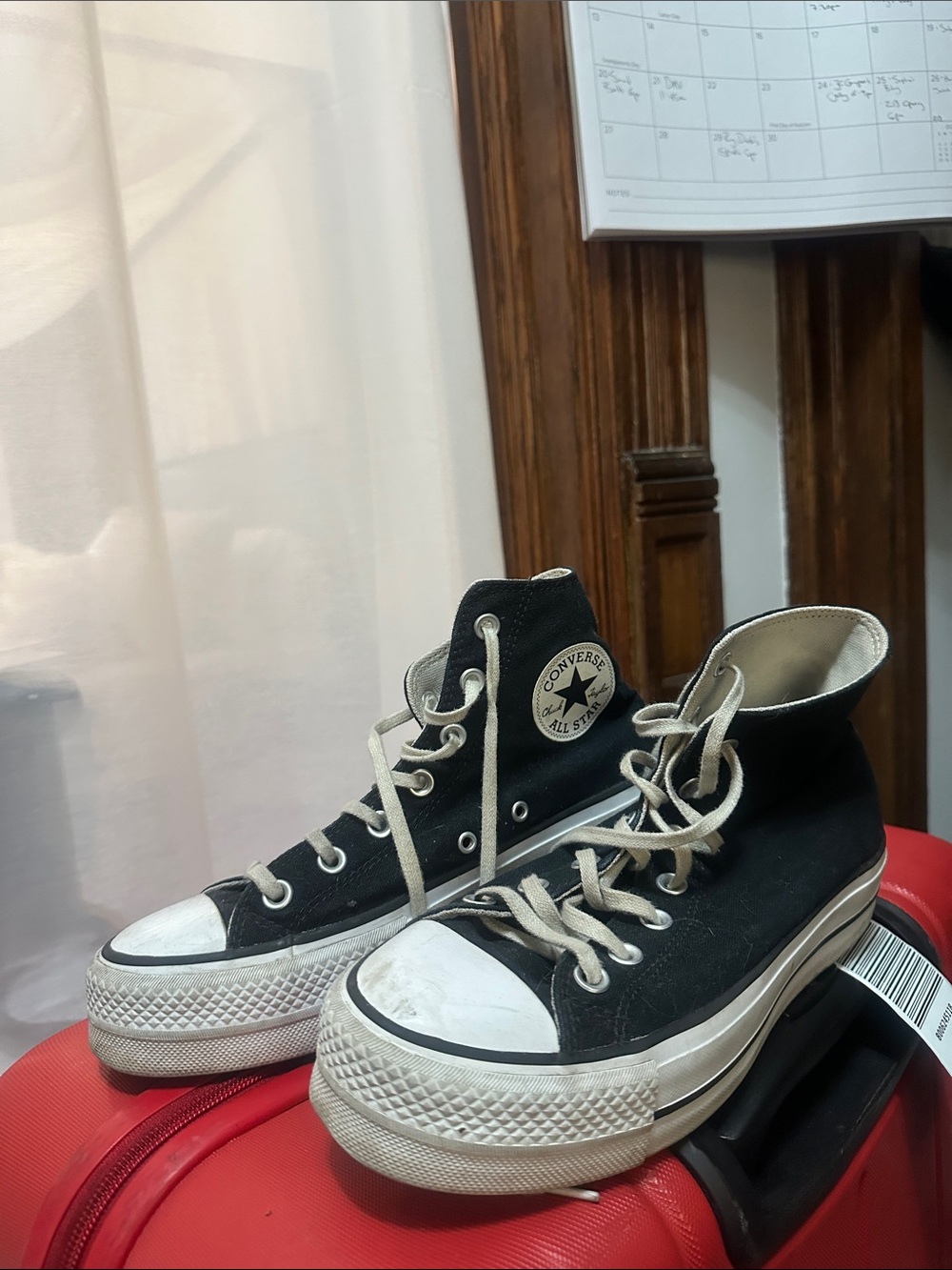 Converse Black High-Top Platform Sneakers with White Accents